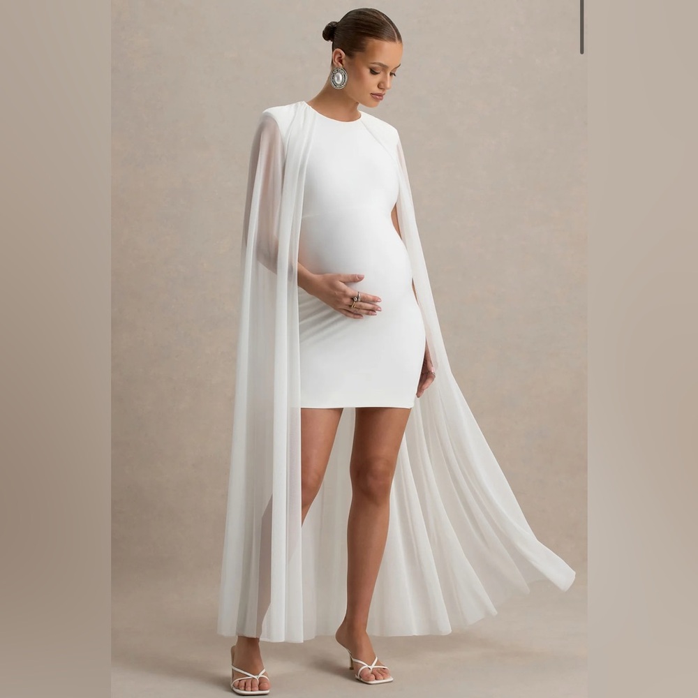 Club L London Charlene White Maternity Mini Dress